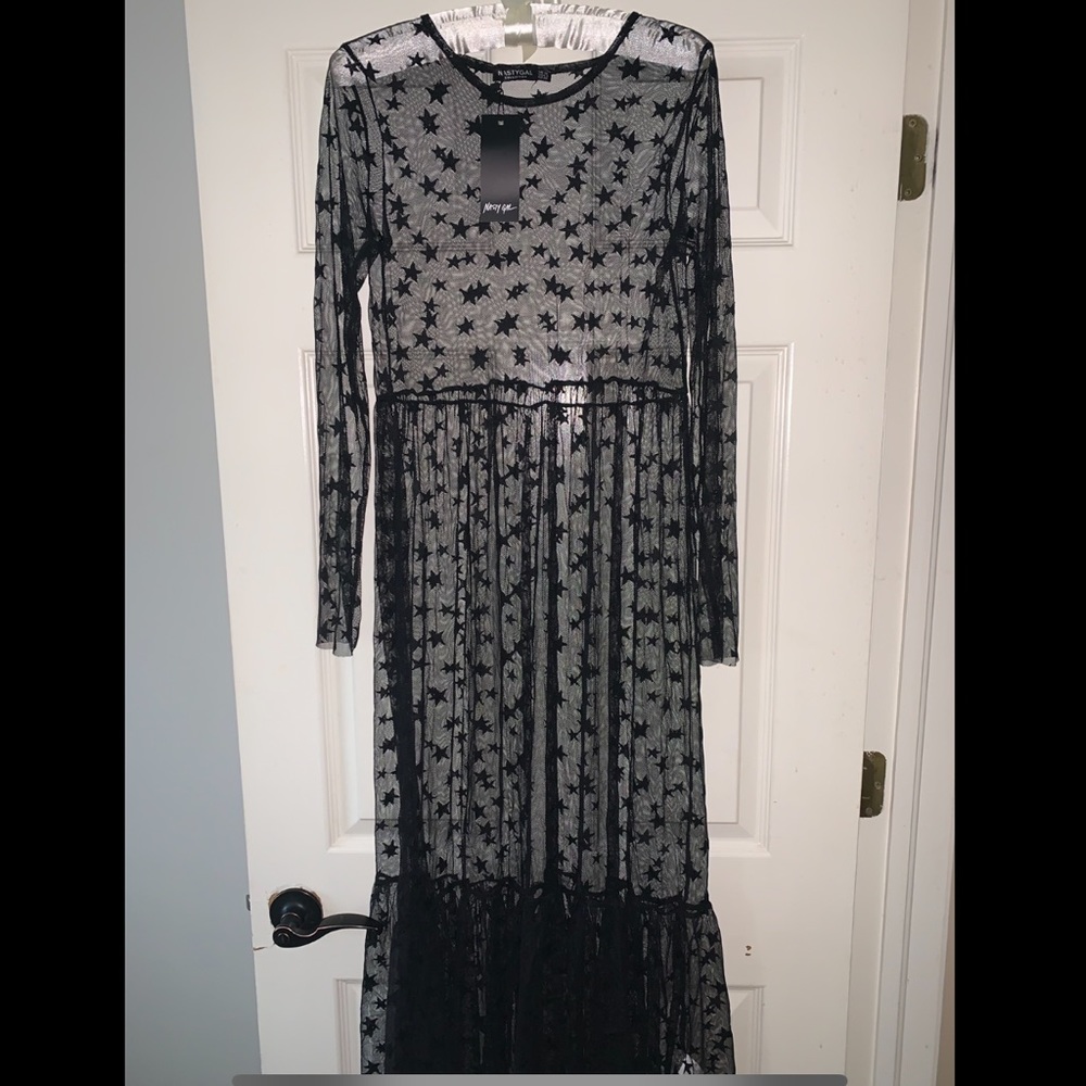 NastyGal “Mesh Your Soul” Star Midi Dress
